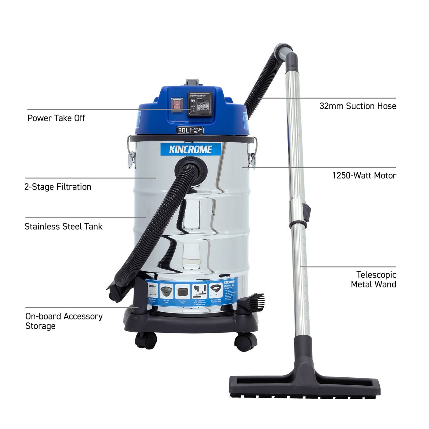 KINCROME 30L WET AND DRY VACUUM